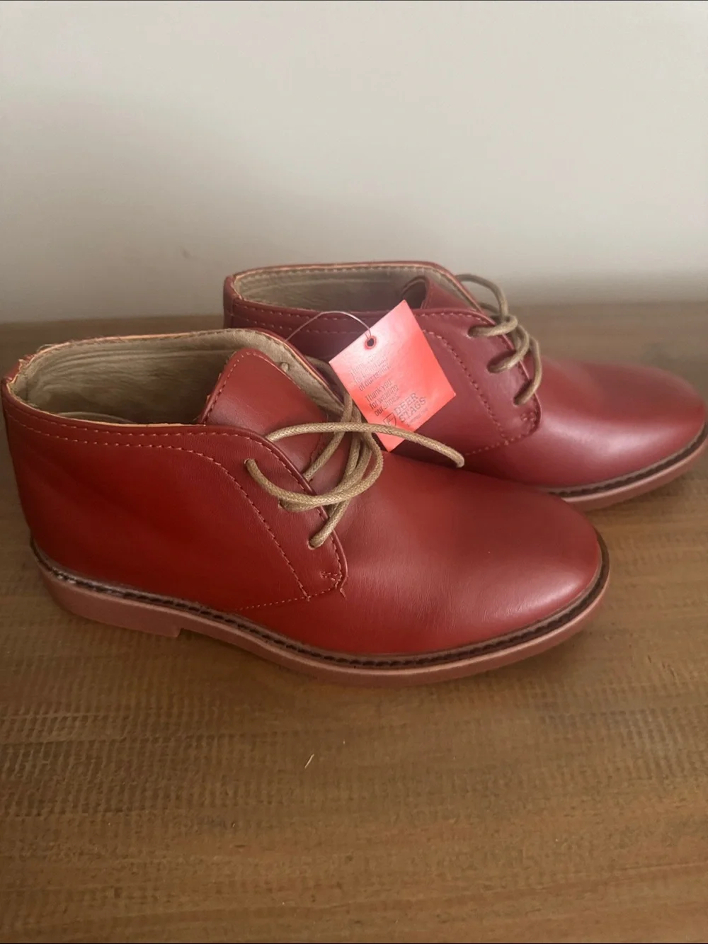 Deer Stags boys Brick Red Leather Chukka Boots